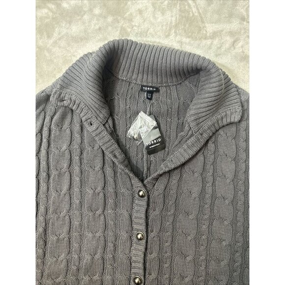 Women's Torrid Shaw Button Up Knitted Thick Gray Plus Size 1/2 - Picture 11 of 15